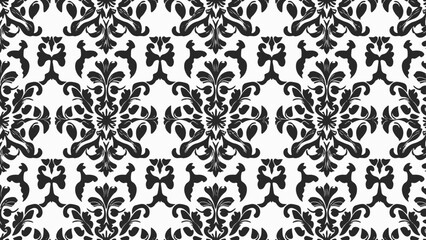 Seamless vintage damask floral pattern wallpaper with baroque ornament and retro textile design
