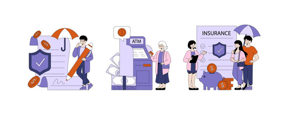 Fototapeta premium Financial Services and Insurance Concept Vector Illustration