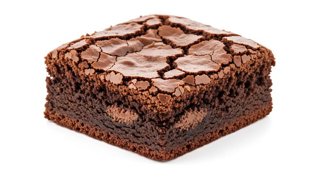 Delicious chocolate brownie square rich and fudgy dessert isolated on white background - Powered by Adobe
