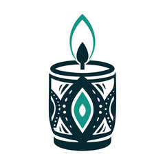 Tribal Candle Icon with Teal Flame on White Vector Icon Set of Various Transportation Vehicles