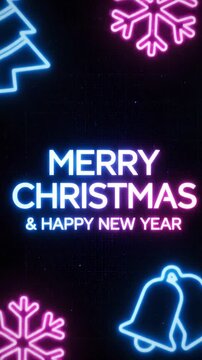 Neon Christmas Icons Animation Futuristic Holiday Glow Vertical Video