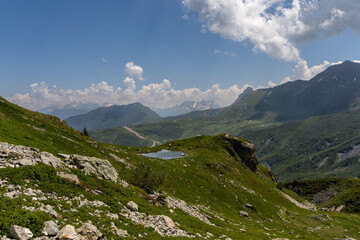 Beautiful view on alpine lake in the Lauzière massif , Savoie , France 