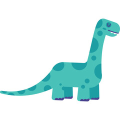 Cute Teal Cartoon Dinosaur with Purple Feet and Blue Spots Isolated on White Background Ideal for Childrens Educational Content