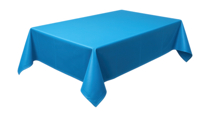 Bright blue vinyl tablecloth with a wipe-clean surface, ideal for kids' birthday parties.