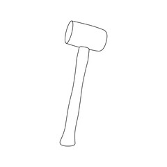 Illustration of a mallet with a cylindrical head and a slender handle in a simple outline style