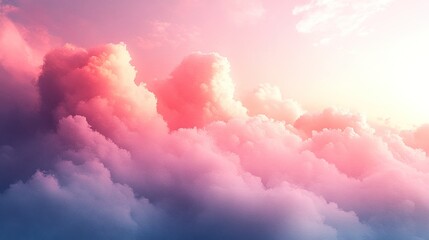 Fototapeta premium Serene Pink and Purple Clouds Illuminated by Golden Sunset Rays
