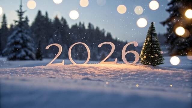 Snowy 2026 Winter Night Scene