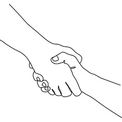 One line drawing of shaking hands to deal a contract. Continuous line drawing of business concept. Vector illustration design