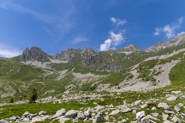 Mountain view in the Lauzière massif ,  alpine mountain range in Savoie, France 