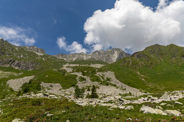 Mountain view in the Lauzière massif ,  alpine mountain range in Savoie, France 