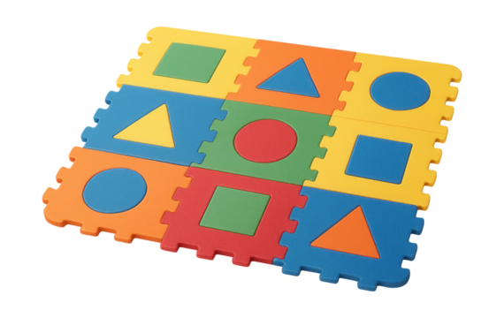 Interlocking soft play puzzle mat for a cushioned floor in kids' rooms.