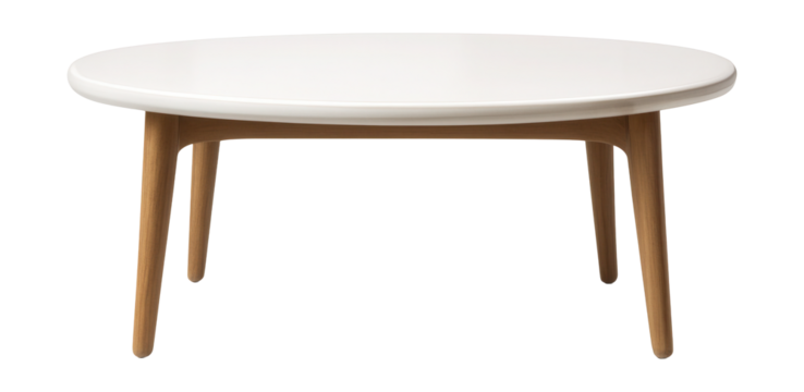 Oval low table with a smooth surface, ideal for watercolor painting in a sunny spot.