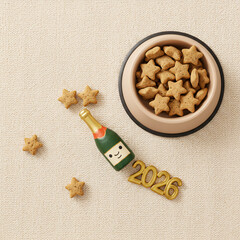 Holiday Pet Treats Flat Lay: Festive Dog Snacks for New Year Celebration