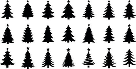 Obraz premium Christmas Tree Silhouette Icon Set.