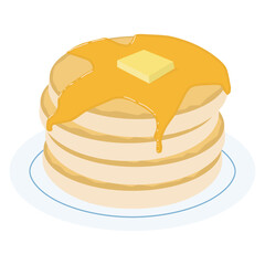 pancakes with butter and honey illustration