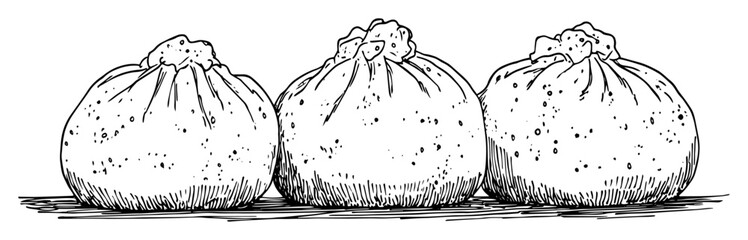 sack of goods or flour hand drawn doodle sketch vector laser engraving