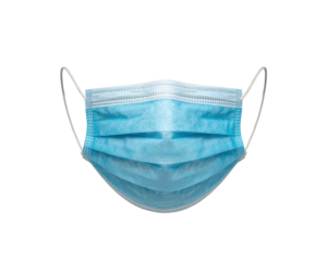 Blue disposable medical face mask with ear loops
