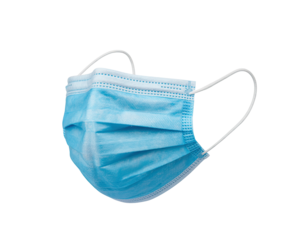Blue disposable medical face mask with ear loops