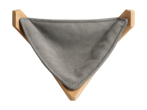 Triangular corner cat hammock ideal for saving space in small apartments.