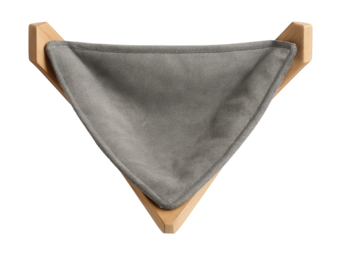 Triangular corner cat hammock ideal for saving space in small apartments.
