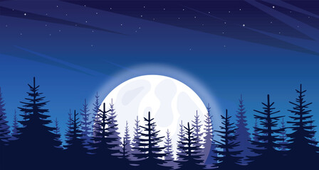 Serene Nightscape with Moonlight and Stars