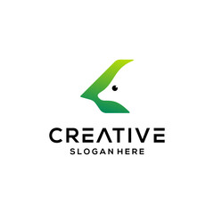 letter l and negative space animal logo design vector icon illustration
