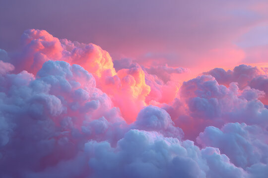 dreamlike pastel clouds glowing with surreal dawn light creating an ethereal soft and peaceful atmosphere