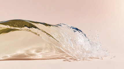 Dynamic splash of clear liquid on a pastel background — versatile shot for cosmetics, beverages and packaging.