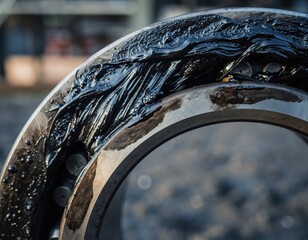 Close-up of Hardened Grease Inside Industrial Bearing Housing