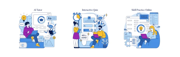 Fototapeten Pony Interactive Learning with AI Tutor and Online Quiz  © inspiring.team