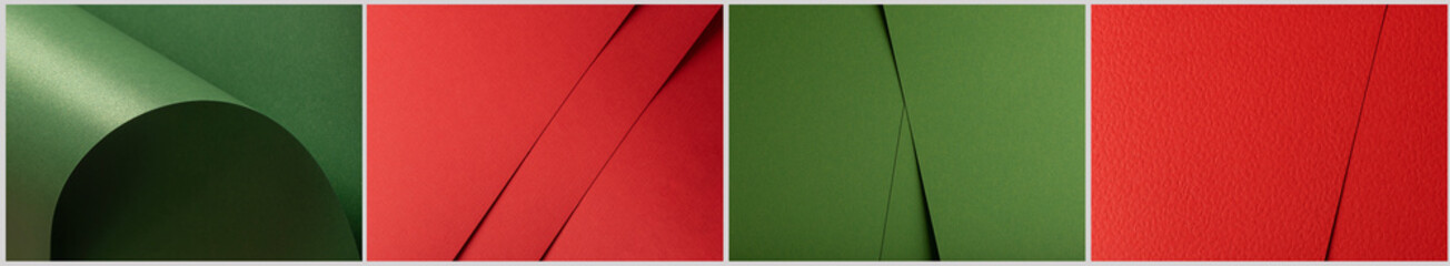Fototapeta premium Mixed matte glossy holiday palette with red and green shades, reflective accents and flat areas..