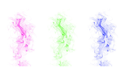 Set of Abstract colorful smoke curves flowing element transparent background design effects