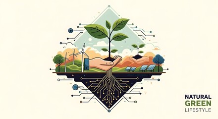 Sustainable future with green energy and technology empowering eco-friendly innovation for a brighter tomorrow of environmental responsibility and growth