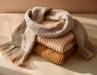 Cozy Winter Scarf on a Soft Neutral Background