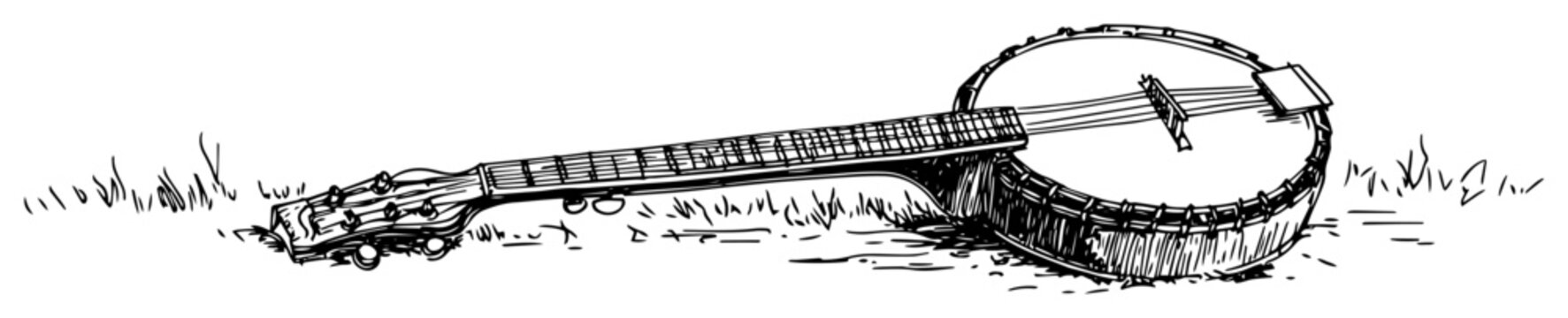 banjo instrument hand drawn sketch