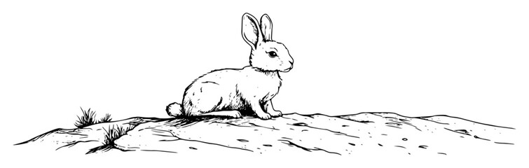 cute bunny in desert sketch