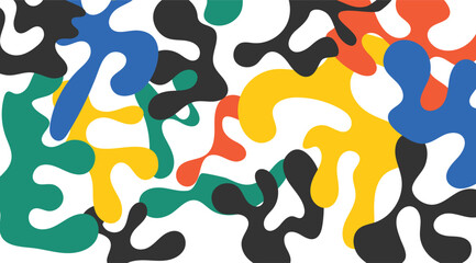 Abstract Colorful Splatter Art Illustration, Dynamic Design with Bold Shapes and White Background, Perfect for Creative Graphic Use