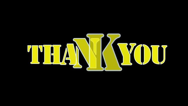 Bold Yellow Thank You Text Animation on Black Background.
