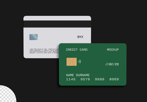 Credit Card Mockup Front and Back Isolated