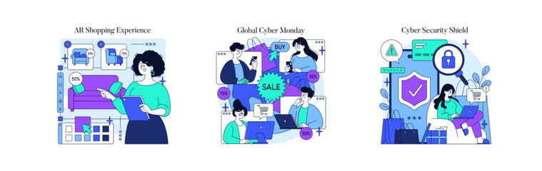 Augmented Reality Shopping Vector Illustration