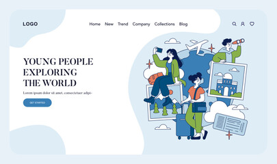 Young People Traveling the World Vector Illustration