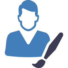 Artistic Icon of a Person Holding a Paintbrush Representing Creativity and Artistic Profession Isolated on Transparent Background