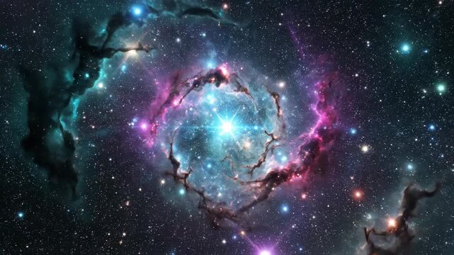 Cosmic nebula scene abstract starfield and celestial bodies