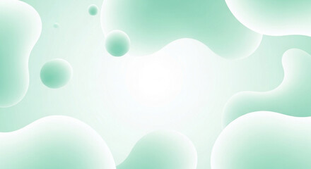 Abstract fluid shapes with soft gradient in a light green color palette