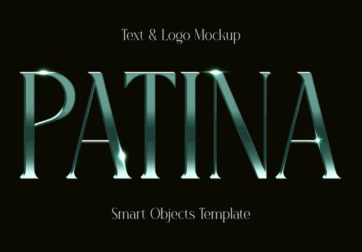 Shining Patina Metal Text Effect Mockup