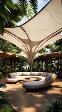 Luxury Resort Lounge Area with Modern Furniture and Tropical Surroundings, A Relaxing Hideaway