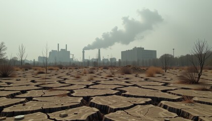 Industrial Smoke Factory Landscape Dirt