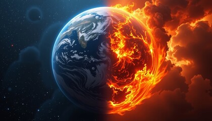 Climate Crisis Earths Wildfires and Mars Molten Surface