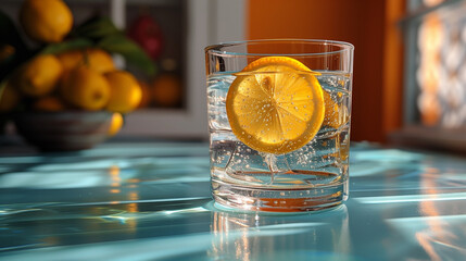glass of water with lemon