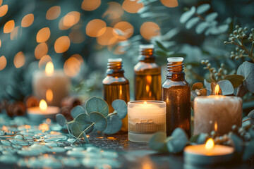 spa still life with essential oils